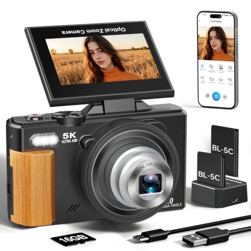 Image of 5K Digital Camera,80MP Digital Camera for Photography with 12X Optical Zoom