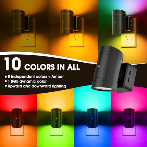 Image of Briignite Night Lights Plug into Wall, 10-Color Changing RGB Night Light