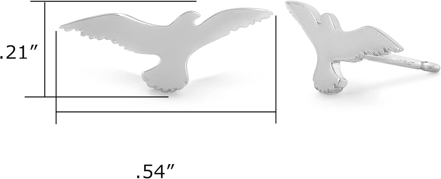Boma Jewelry Sterling Silver Soaring Eagle Bird Silhouette Stud Earrings