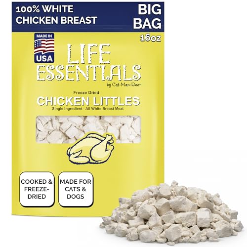 Life Essentials by Cat-Man-Doo | Chicken Littles - 16oz Bag | Freeze Dried Chicken Cat & Dog Treats | Healthy Single Ingredient Training Treats High Protein