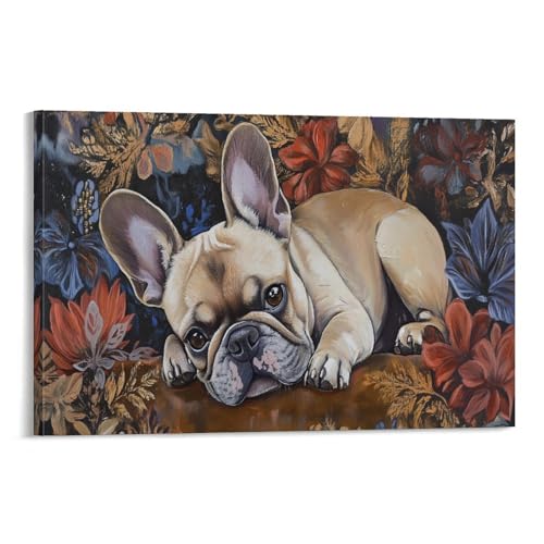 Bouledogue Français impression sur toile moderne décoration murale 30x45cm