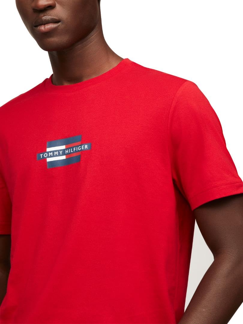 Tommy Hilfiger Short Sleeve Cotton Graphic T-Shirts with Printed Logo T-Shirt in Cotone a Maniche Corte con Logo Stampato Uomo (Pacco da 1)