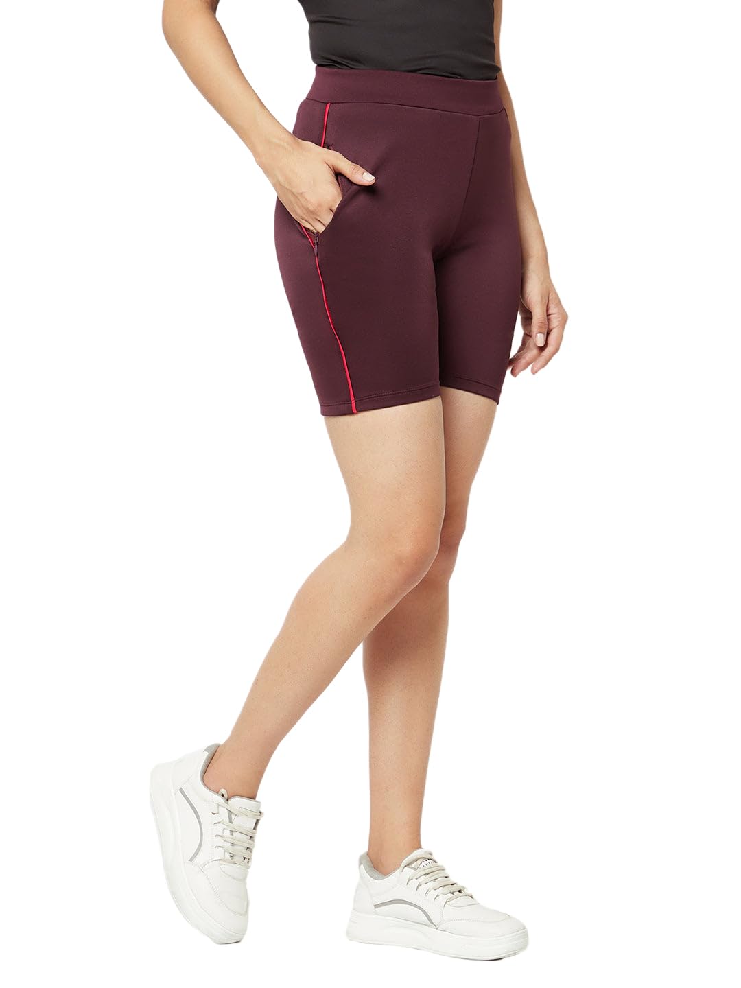 Women Maroon Rapid Dry Training Shorts-image-23