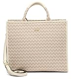 L.CREDI Damen Tasche Henkeltasche Schultertasche Shopper Umhängetasche Kierra Shopper Synthetik geometrisch Tasche beige groß