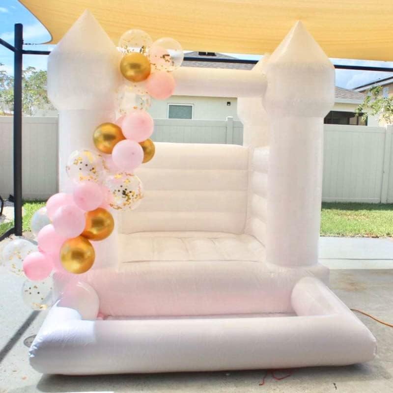 Inflatable White Bounce House Professional Mini Jumping Bouncy Castle Bouncer for Kids Party with Air Blower (8 * 10 * 8ft with a Ball Pit) - Image 5