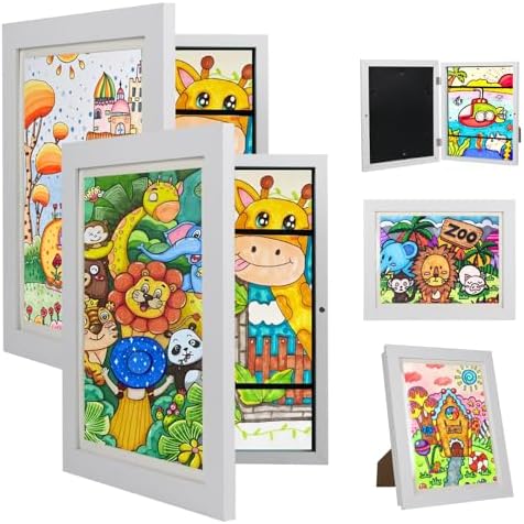 Kids Art Frame - Kids Artwork Frames Changeable,White Kids Art Frames Front Opening Holds 150,10x12.5 Children Artwork Frames for Kids Art,Kid Art Picture Frame With Storage for Display Photo
