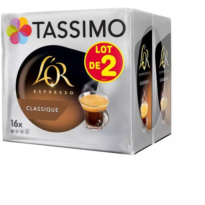 Dosettes de café espresso classique,2 x 16 dosettes