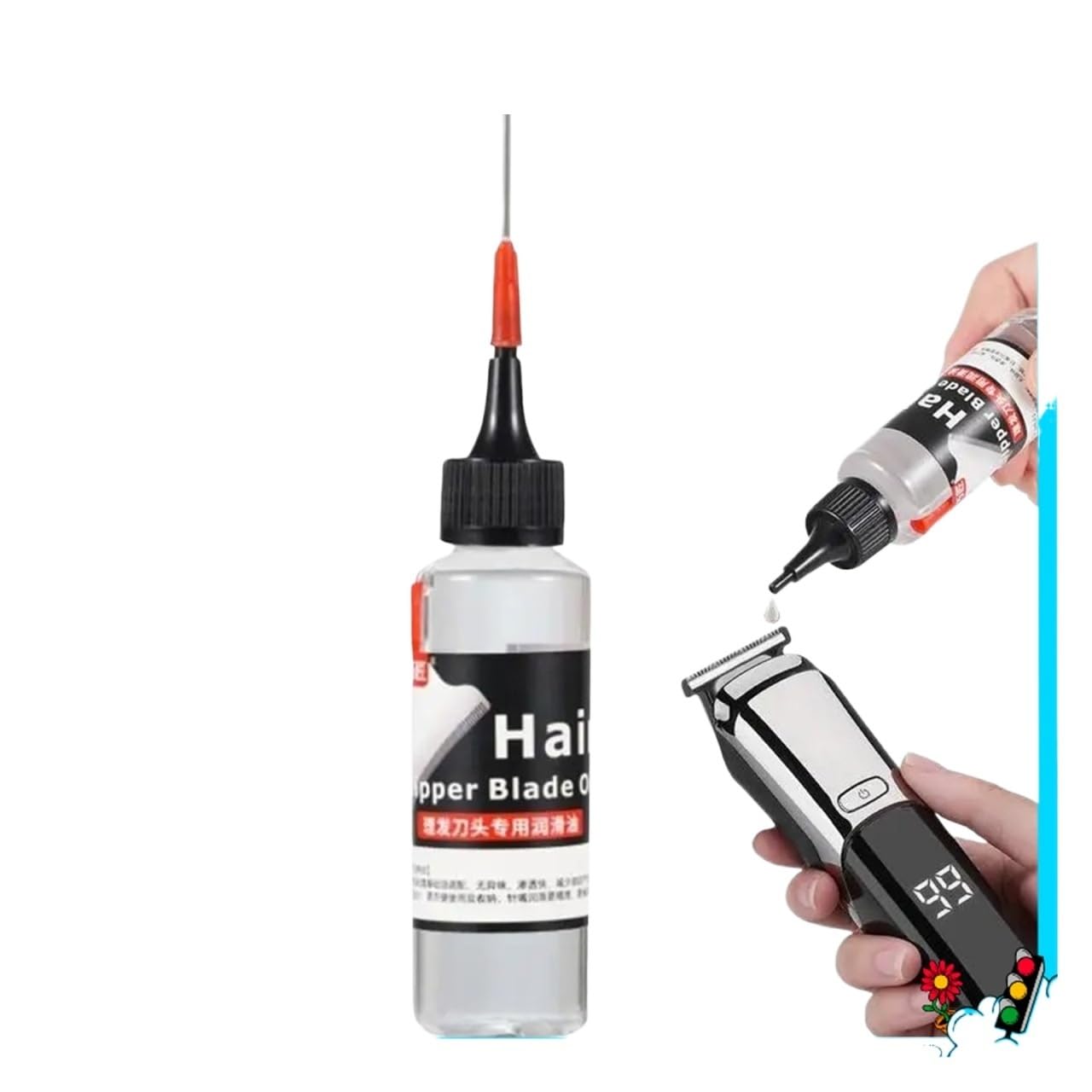 Haarschneideröl, Haarschneidemaschinen-Öl, Trimmeröl, Geruchloses Rasiereröl, Reduziert Reibung, 60 Ml, Friseuröl for Haarschneidemaschinen, Haarschneider-Werkzeuge(2PCS)