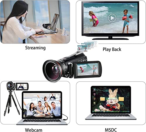 Ordro 4K Livestream Camera Camcorder Ax65 Full Hd 60Fps Video Camera 12X Optical Zoom, Hdr Capture，Wi-Fi Uhd Video Recorder W Mic, Wide Angle Lens, 64G Sd Card, Handheld Holder, 2 Batteries #TOP4