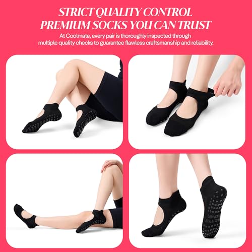 Image of CoolMate Mens Grip Socks, Non Slip Athletic Socks for Pilates, Yoga