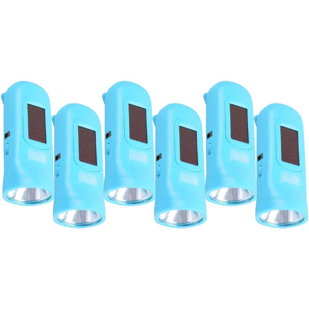 Torcia Elettrica A Manovella Alimentata Ad Energia Solare, Torcia Elettrica Portatile A Dinamo, Per Campeggio, Attività All'aperto, Escursionismo(Blue color,Set 3)