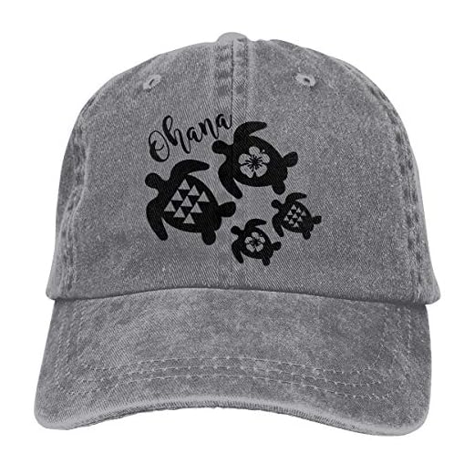 Hoswee Unisex keps/basebollkeps, Ohana Honu Hawaiian hav män/kvinnor tvättad justerbar basebollkeps jeans tillbaka stängning pappa keps