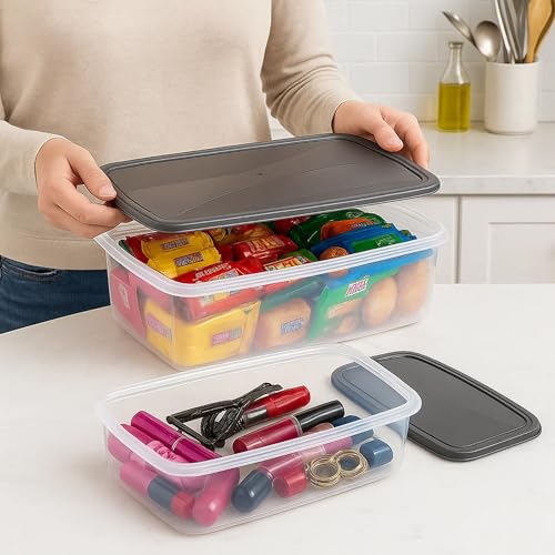 Image of Sulfar Plastic Multi Storage Box Set - Pack of 3, Stackable & Durable Organizer for Home, Office, Kitchen
