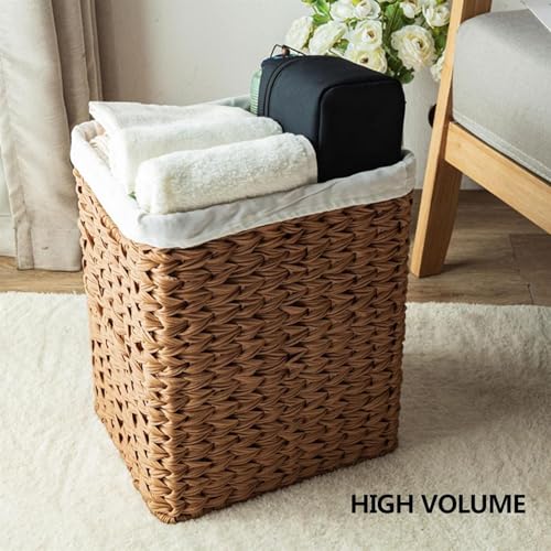 Cesta de mimbre para la ropa sucia con tapa que ahorra espacio 7