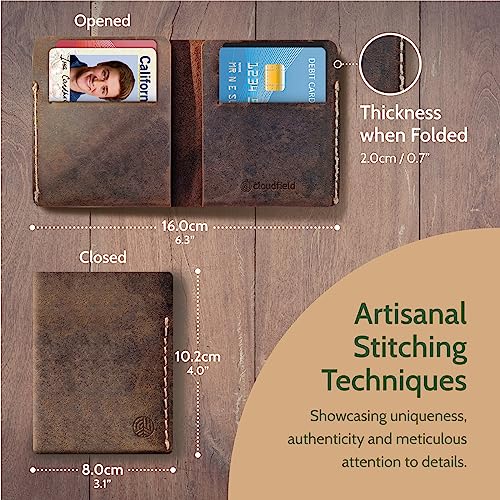 cloudfield Unisex Minimalist Leather Wallet - Thick Luxurious Leather with Bifold Design - Gift for Men and Women3