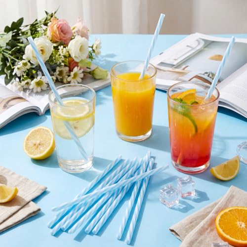Honeydak 50 Pcs Reusable Plastic Straws Bulk,Light Blue and White Stripe by Honeydak - Used condition - Image 7