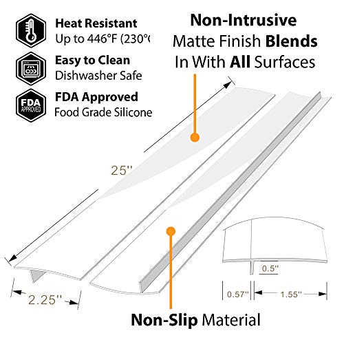 Silicone Kitchen Stove Counter Gap Covers, Heat Resistant Kitchen Counter Gap Non-Tacky Filler Seals Spills Between Counter, Stovetop, Oven, Washer, Set Of 2 (21 Inches, White) By Gosmol #TOP2