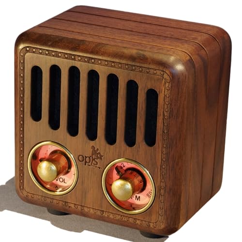 Opis Radio 2 – Mały drewniany głośnik retro bluetooth i radio UHF (orzech włoski)