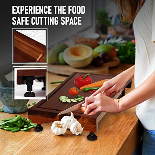 Cucina Green 21 Inch Acacia Wood Charcuterie Board- Appetizer Serving Board For Cheese, Bread, Meat, Food, Vegetables- Wood Chopping Board With Juice Grooves & Adjustable Rubberized Legs #TOP2