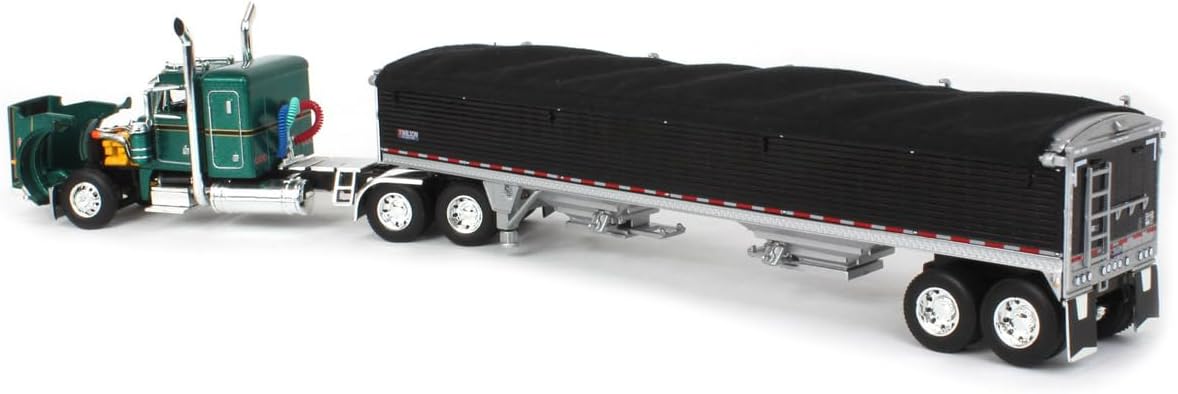 DCP 1/64 Green Peterbilt 359 36in Sleeper w/Wilson Pacesetter Hopper Bottom Grain Trailer 60-1686