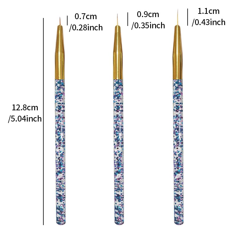 3pcs Nail Art Acrylic French Painting Brush Flower Design Stripes Lines Liner DIY Drawing Pen Manicure Tool Gold — view 2