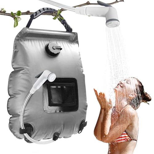 Sac de Douche Solaire Camping,20L Douche de Voyage avec Pomme de Douche,Solaire Sac de Douche,Pliant Extérieur pour Douche,Température 45 °C avec Commutable...