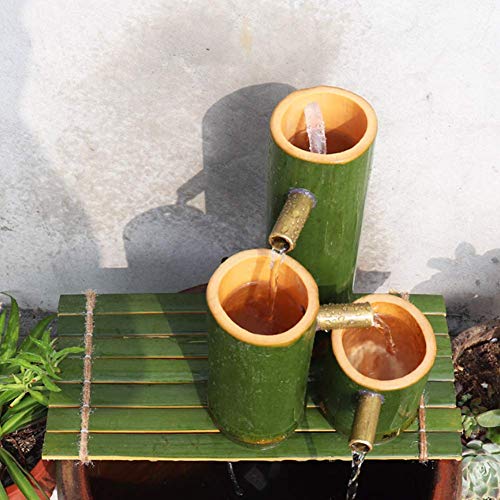 Fbite Classic Japanese Garden Decoration,Yard Art Decoration,Fish Tank Stone Fountain,Home Decor Ornaments,Indoor Outdoor Garden Fountain,Bamboo Water Feature Statue-A 30Cm #TOP2