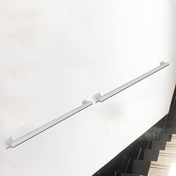 Handrail for Stairs, White Staircase Hand Rail Wrought Iron Square Safety Stair Railing Wall Mount Non-Slip Bannister Grab Bar Railing with Brackets for Terrace Corridor Garden Size 1 FT