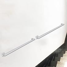Handrail for Stairs, White Staircase Hand Rail Wrought Iron Square Safety Stair Railing Wall Mount Non-Slip Bannister Grab Bar Railing with Brackets for Terrace Corridor Garden Size 1 FT