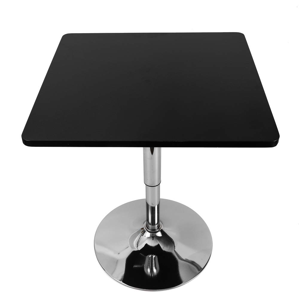 Mesa de bistró, mesa de bar cuadrada, mesa cuadrada de acero inoxidable, altura ajustable, mesa de bar cuadrada, barra moderna, base redonda para dormitorios, restaurantes, cafeterías, 60 x 60