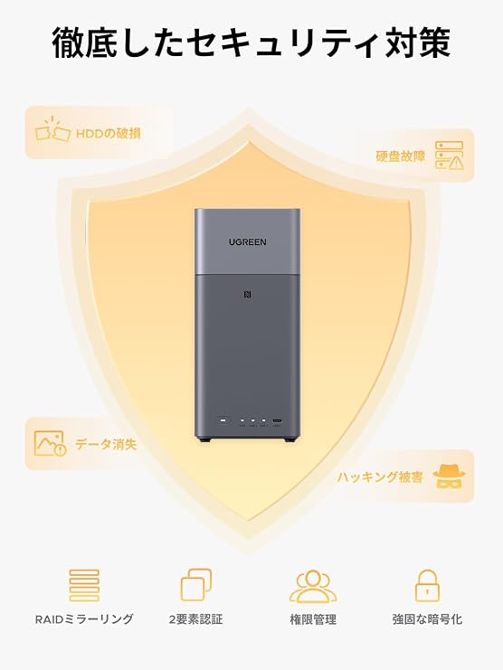 UGREEN NASync DH2300 2-Bay Desktop NAS Kit, NFC One-Touch Connection, Supports 4K Video Playback, Up to 60 TB Storage, For Beginners, Easy Setup