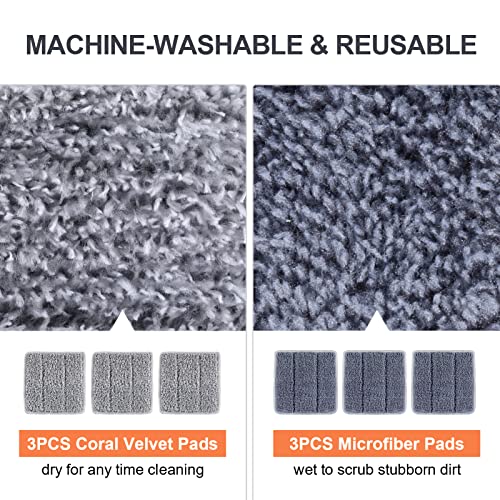 Baseboard Cleaner Tool With Long Handle - Rokoxin Cleaning Tools Mop For Baseboard Molding Duster, Ceiling Wall Window Cleaner With 6 Reusable Microfiber Mop Pads #TOP5