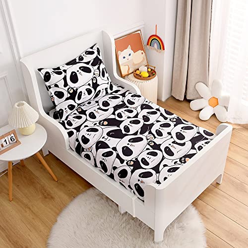 Image of KWLOVER 2PC Soft Bed Fitted Sheet and Pillowcase Set,Panda Printed Sheets for Kids Full Size Bed