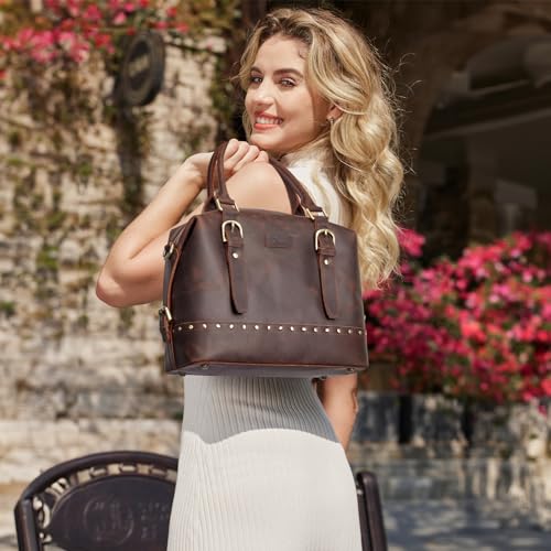 S-ZONE Top Grain Leather Crossbody Bag for Women Doctor Bag Shoulder Purses Satchel Purse3