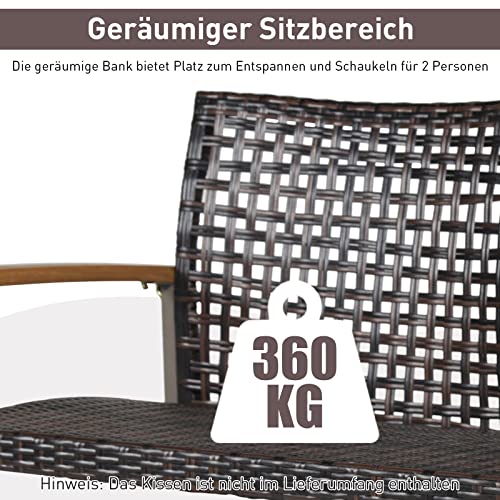 Costway 2-Sitzer Schaukelbank aus PE-Rattan für Garten und Balkon