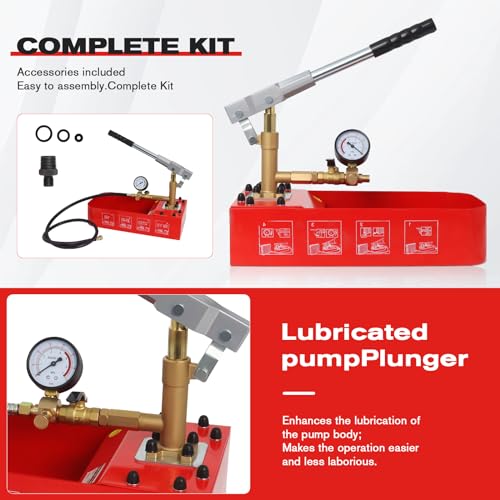 Image of Hydrostatic Test Pump, 2 Gallon 7Mpa Water Pipe Leakage Pressure Tester, Hydraulic Hand Water Pressure Test Pump with Gauge Tank