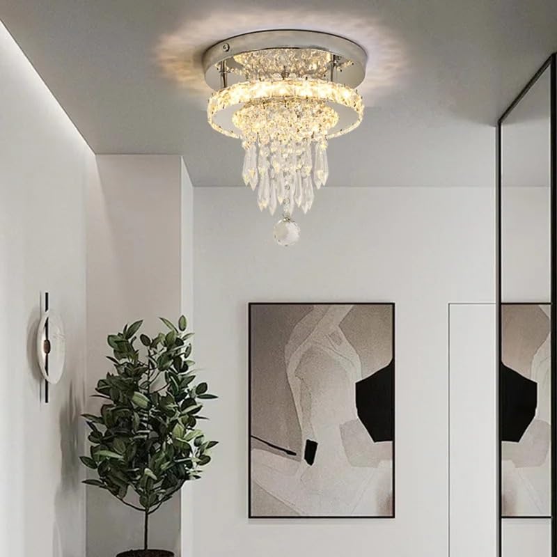 Plafonnier LED en cristal rond pour illuminer un couloir sombre ou une entrée