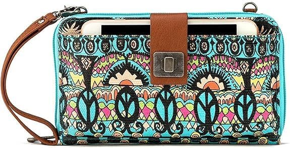 Sakroots Artist Circle Smartphone Crossbody in Coated Canvas, Detachable Wristlet Strap
