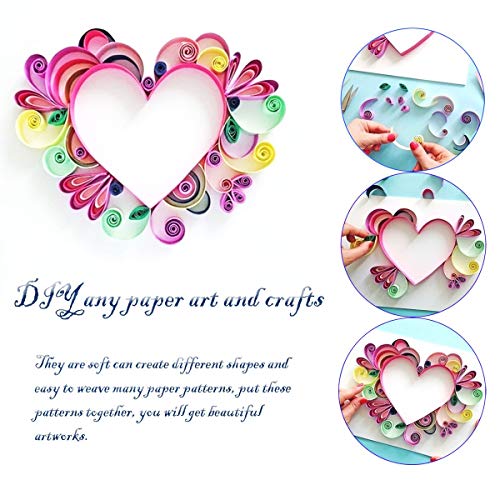 Woohome Papier Streifen Quilling Werkzeug-Set, Papier Quilling Set mit 36 Farben 880 Streifen Quilling Papier und 12 Quilling Werkzeuge