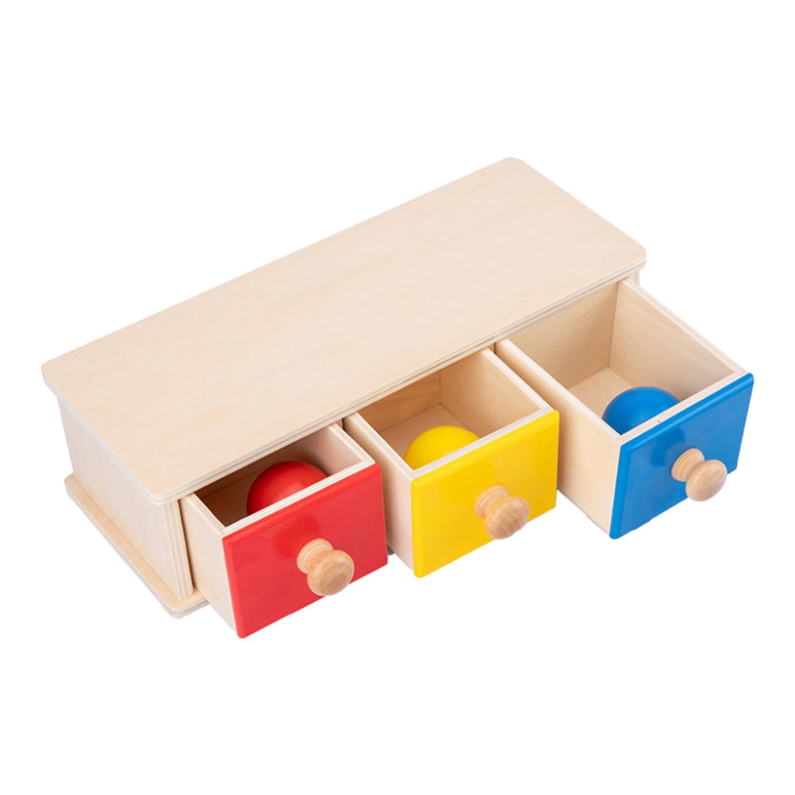 Giocattoli Educativi Scatola Oggetto Giocattolo Legno Migliora Abilità Cognitive Sviluppo Destrezza Bambini Adatto per, 3 cassetti