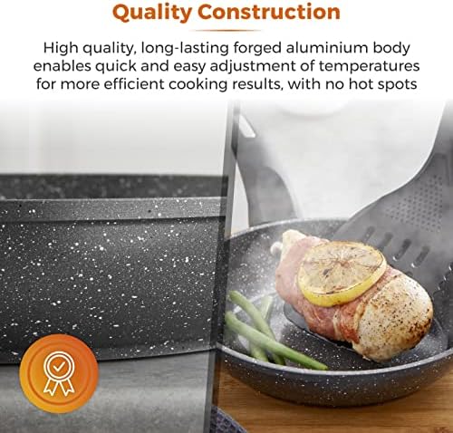 Tower Cerastone T81222 Forged Frying Pan with Non-Stick Coating and Soft Touch Handles, 20cm, Graphite