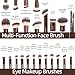 MAANGE 20 PCS Foundation Makeup Brush Set, Double-ended Kabuki Contour Brush for Liquid Powder Concealer Blending Blush Face Makeup Tools (Coffee)