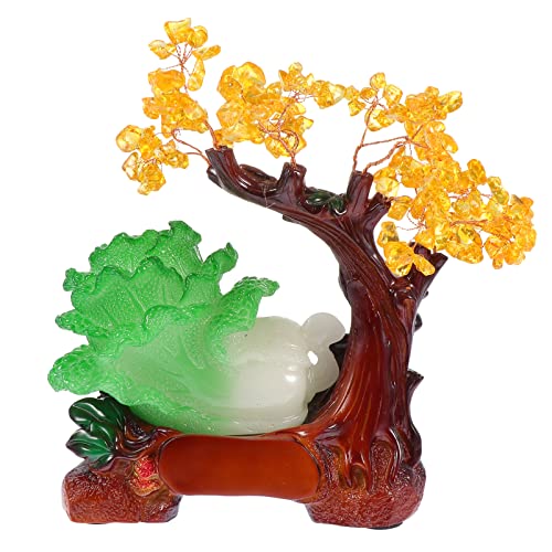 Feng Shui Chinese Cabbage Bonsai: Feng Shui Wealth Tree Statue Sculpture Home Decor Feng Shui Statues Wealth Lucky Cabbage Chinese Congratulatory Gift #TOP7