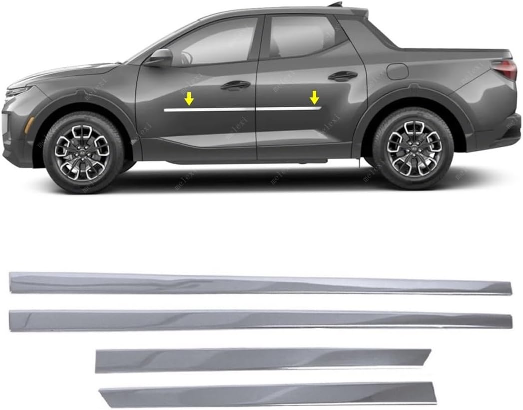 MELEXI Chrome Side Door MOLDING 4 Door 4 PCS S.Steel Compatible with Hyundai Santa Cruz 2022 Onwards
