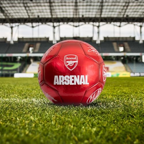 Hy-Pro Balón de fútbol clásico del Arsenal F.C. con Licencia Oficial, metálico, Talla 5, artilleros, Entrenamiento, Partido, mercancía, Coleccionable para niños y Adultos, Rojo - imagen 2