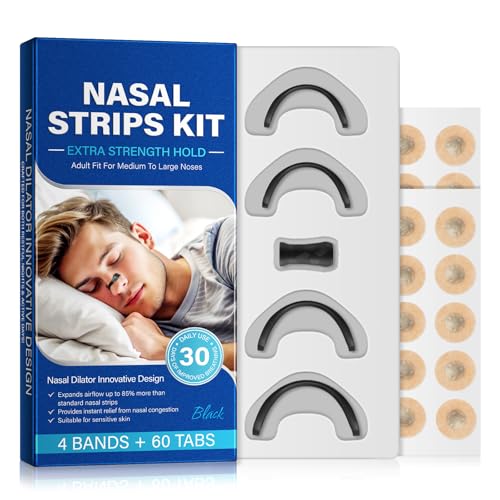 Magnetic Nose Strips 60PCS Magnetic Nasal Strips Magnetic Nose Magnet for Breathing and Snoring Solution Nose Strips for Better Sleep Oxygen Boost Extra Strength Skin-Safe Sweat-Resistant
