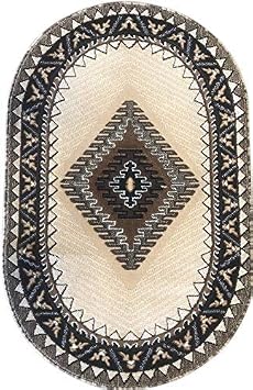 Kingdom South West Native American Oval Area Rug Beige Berber Design D143 3 Feet X 4 Feet 7 Inch Oval
