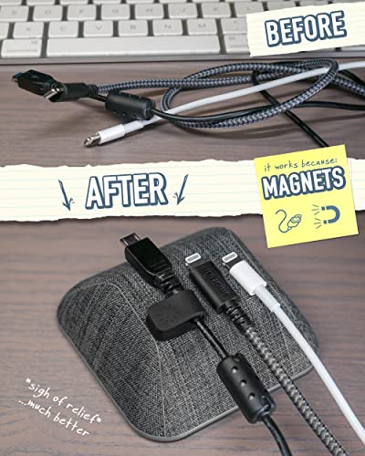 Smartish Magnetic Cord Holder - Cable Wrangler Organizer With Magnet Clips For Charger Management On Desktop, Nightstand, Or Side Table - No. 2 Pencil Gray #TOP2