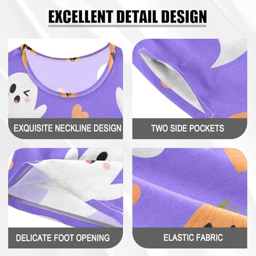 Pajama Short Sets Halloween Ghosts and Pumpkins Soft Cotton Summer Sleepwear 2 Piece PJS Size 5-14T3