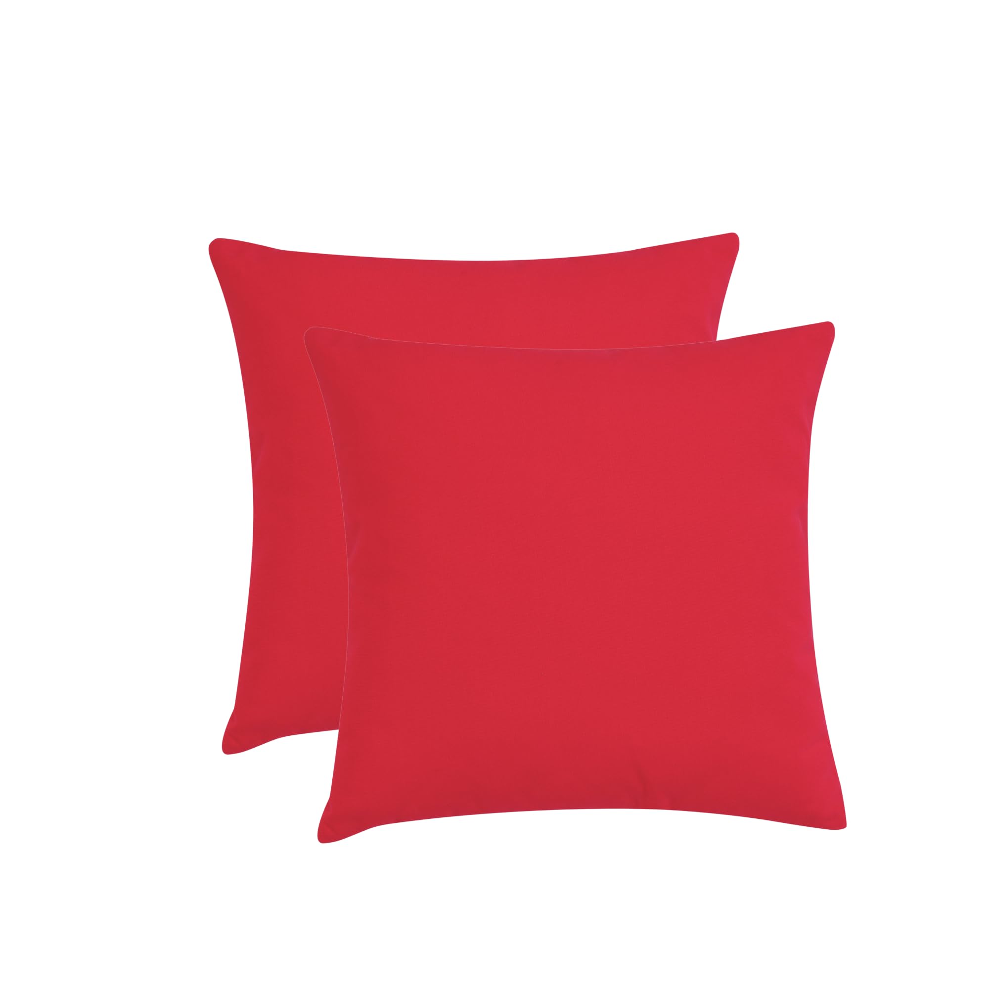 Royale Linensยฎ Outdoor Garden Cushion | Throw Pillow Shredded Foam Filled | Water Resistant Soft and Comfy Patio Pillow Cushions for Sofa, Couch, Balcony | 18" x 18" (Red, Set of 2)